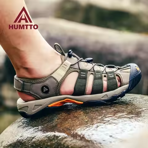 HUMTTO Summer Outdoor Sandals for Men Breathable Hiking Shoes Water Beach Mens Sandals Camping Climb