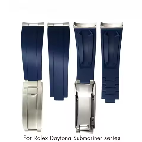 Metal Link Curved End Rubber Watchband For Rolex Submariner DAYTONA Yacht-Master GMT Strap Silicone 