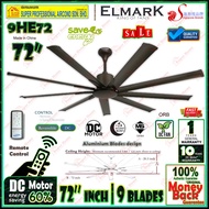 Elmark 72 inch Ceiling Fan 9HE72 MBK (Silent DC Motor) 9-Aluminium blades Design Remote Control Ceil