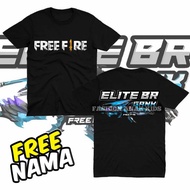 (BISA COD) KAOS BAJU ANAK FREE FIRE FF ELITE BR GANK VERSI AK DRACO FREE NAMA