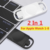 นาฬิกาแม่เหล็ก2ใน1ที่ชาร์จไร้สายสำหรับ Apple Watch Series iWatch 8 7 6 5 SE 4ที่ชาร์จเร็วแท่นชาร์จ USB แบบพกพา