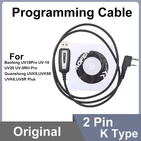 USB Programming Cable Quansheng UVK5 UVK6 5RPlus Baofeng 18Pro 13Plus 17Plus V2 Programming Cable CD