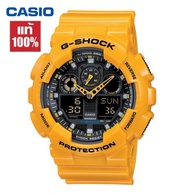 Casio G-Shock กีฬานาฬิกาแฟชั่นสบายๆ GA-100A-9A กันน้ำและกันกระแทก( สีเหลือง )