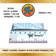 30 PIN LCD FLEXIBLE CABLE, SMOOTH, SIMILAR TO 7 CM LENGTH, 1.55 CM WIDTH, 0.5 MM PITCH