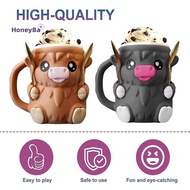 honeybee1 Highland Cow Ice Pint Holder,Ice Cream Pint Sleeves Cover With 2 Spoon & Handle Nice
