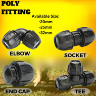 Poly Fitting Poly Pipe Connector HDPE Poly Fitting Smart Coupler Elbow Tee End Cap Sambungan Paip Ai