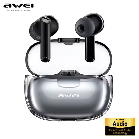 Awei T52pro Bluetooth 5.3 Headphones Wireless Earbuds Colorful Breathing Light Headset In-Ear TWS Ga