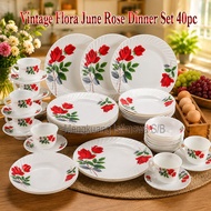40pc 8 PAX Opal  Firex June Rose Dinner set SE40168