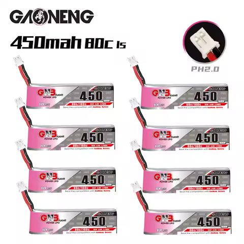 GNB HV 1S 3.8V 450mAh 80C/160C LiPo Battery For Racing Drone FPV Tiny7 Beta75S Emax Tinyhawk Snapper