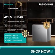 Hisense Kulkas Mini Bar Kulkas 1 Pintu - RR58D4IGN (Refrigerator) Lemari Es Portable  - Silver 【Net 