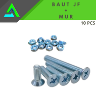 BAUT JF + MUR ( PUTIH ) M3 X 50  PAKET 10 PCS