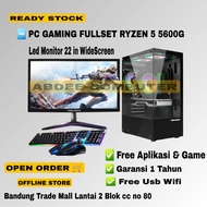 Pc Gaming Fullset AMD Ryzen5 5600G Ram 16 Gb Ssd 128 Gb Monitor 22 in Pc Editing