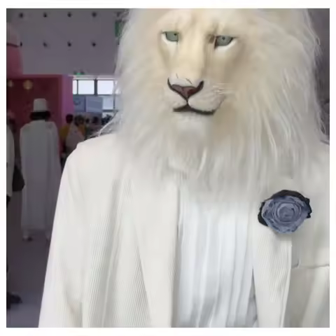 New Fun Lion Costume Mask Lion Head Mask Long Plush Animal Costume Accessories for Halloween Masquer