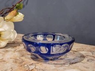 義大利 湛藍 立體 手工 深雕刻 水晶玻璃 花瓶 水果籃  歐洲老件 g0706【卡卡頌  歐洲古董】