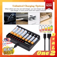 ⚡ ONE2DEAL ⚡ Ready 8 Slots LCD Rechargeable Battery Charger NIMH AA/ AAA Independent Solar Slot Batt