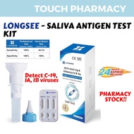 [ EXP : 8/25 ] LONGSEE 3 IN 1  Saliva Antigen Covid 19 Test Kit 20's/FULL BOX  [INFLUENZA + Covid ]