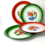 nampan Enamel/talam seng nampan jadul nampan bunga cantik