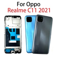 Back Battery Cover Housing For OPPO Realme C11 2021 LCD Housing Middle Frame Plate Cover Bezel Repla