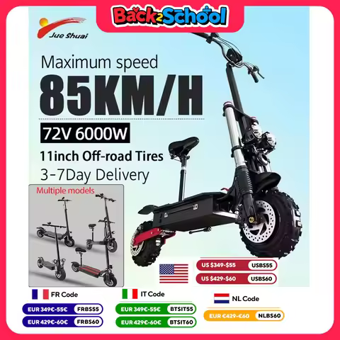 [8 models]10/11 Inch 48V-72V 1000W-6000W Electric Scooter 50-85km/h Fast E Scooter Off Road Electric