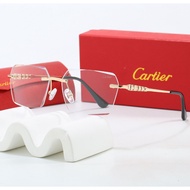 CARTIER CARTIER Temple Logo Metal Rectangular Sunglasses Men Women Same Style Couple Style Gold sk