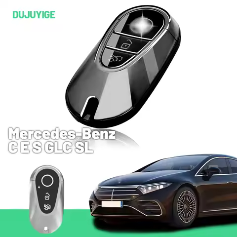 Clear TPU Car Key Case For Mercedes-Benz C E S GLC SL EQB EQE EQS Class Key Fob Cover Protector Shel
