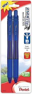 Pentel EnerGel-X Retractable Liquid Gel Pen, 1.0mm, Metal Tip, Blue Ink, 2 Pack (BL110BP2C)