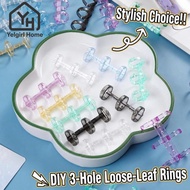 YELGIRLB Book Binding Rings, Plastic Transparent 3 Holes Binder Rings, Durable Detachable 3-holes Lo