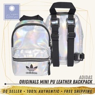 [SG SELLER] Adidas Originals Womens Mini PU Leather Backpack Silver Metallic Bag