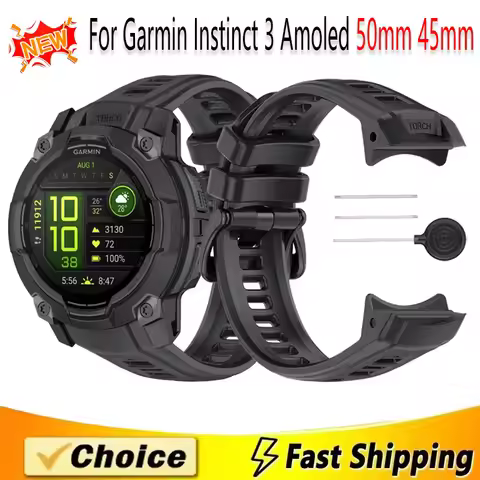 Silicone Strap For Garmin Instinct 3 Amoled 50mm 45mm Official Replace Bracelet Wristband Garmin Ins