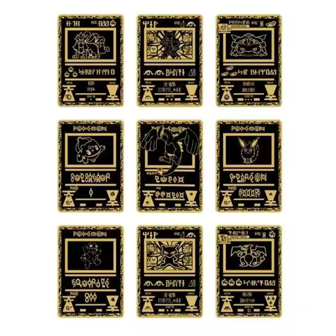 Pokemon Black Metal Card Mewtwo Pikachu Mewtwo Eevee Charizard Anime Cartoon Limited Collection Batt