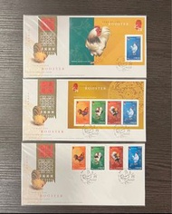 香港 2005 雞年十二生肖虎年郵票、小型張、小全張首日封，一套三個 （全品）