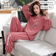 baju tidur seksi sexy lady wear Piyama anti-cembung sukan sehelai kapas tulen wanita