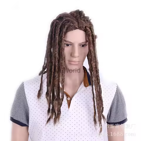 Mens Halloween Cosplay Wig Reggae Dirty Braids Twisted Braids Wig Prom Cosplay Brown Wig Afro Dreadl