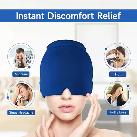 Migraine Headache Hat Head Eye Coverage Gel Hot Cold Therapy Headache Migraine Relief Cap Pressure P