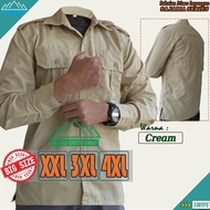 Kemeja Kerja Lapangan BIG SIZE XXL-3XL-4XL Warna Cream | Kemeja Organisasi Bahan Ripstop TR