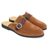 New Men's Mules Slippers Half-Slippers Leather Shoes Men's Shoes Women's Shoes Black Leather Shoes F