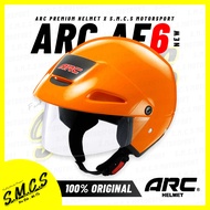 ARC Steng AF6 New Helmet Unique Visor Cap 2/3 Half Cut Matt Black / Red / White / Black (100% Origin