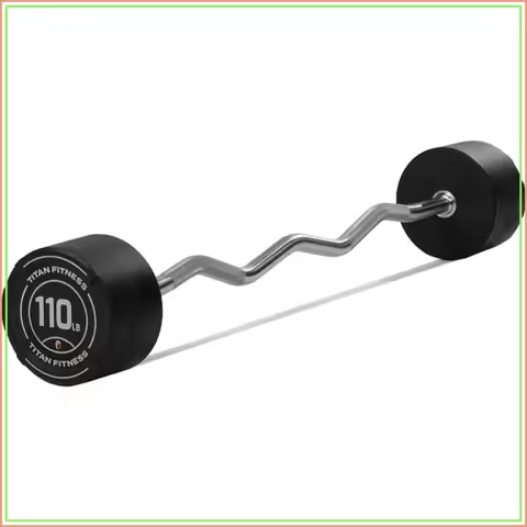 Rubber Coated Fixed EZ Curl Barbell Pre-Loaded Weight Bar for Strength Training