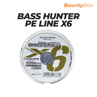 Seahawk Bass Hunter X6 PE Line 100m Braided Line Tali Benang 4 Sulam Fishing Tackle Kolam Pancing Casting Accessories