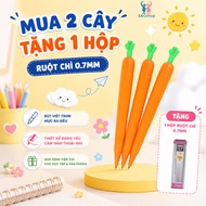 2 funny carrot-shaped 2B mechanical pencils 0.7mm (Free 1 box of nibs)