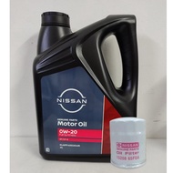 Nissan 0W-20 Motor Oil 0W20 Engine Oil Fully Synthetic SP/CF-6 4L + Nissan Oil Filter 15208-65F0A