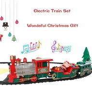 Electric Christmas Train Toy Set with Light Mic Small Simulation Classic Plastic Railway Tracks Christmas Gift for Child