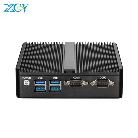 XCY Mini PC Intel Celeron J6412 Quad Cores 2x RS232/485 Dual Ethernet Mini PCIe HDMI VGA Fanless Ind