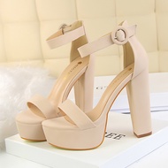 1550-1 Sandal Cao Gót BIGTREE Phong Cách Âu Mỹ Da Mềm Đúp Đế Gót Trụ 13 Cm - Hàng Chính Hãng