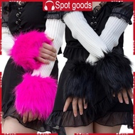 WIN Winter Warm Women Arm Warmer Faux Furs Soft Elastic Wrist Cuff Plush Arm Warmer