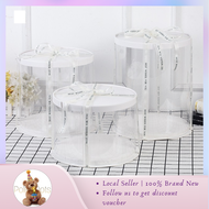 6 inch / 22*22cm White Round Cake Box Transparent Gift Flower Cake Decoration Box FREE Ribbon