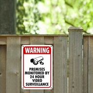 CIFbuy Security Warning Sign 24H CCTV Aluminum Metal Wall Decor 20x30cm for Home Office Bathroom Kit