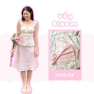 Bloom skirt - pink silk mid-length skirt -