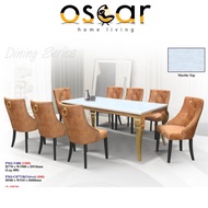 OSCARHOMELIVING Marble Dining Set/ Marble Dining Table/Meja Makan 8 Kerusi/ Meja Makan Marble/ Meja 