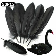 New 50pcs Black Nature Large Goose Feathers Decoration 6-8 inches/15cm to 20cm